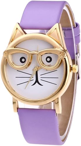 COOKI - Reloj de cuarzo para mujer, analógico, hembra, con estampado de búho, relojes de cuero para mujer, con banda de cuero