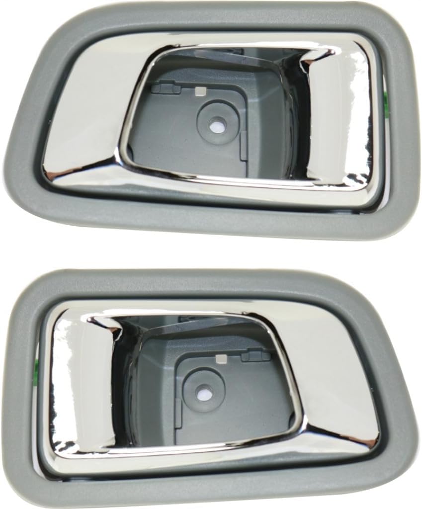 For Honda Pilot 2003 04 05 06 07 2008 Door Handle Driver and Passenger Side | Pair | Rear | Interior Green Bezel With Chrome Lever | All Submodels | Plastic | 72660S9VA01ZA, 72620S9VA01ZA