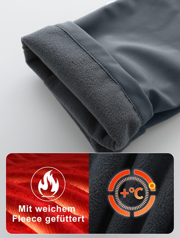 Zzkouine Pantaloni Softshell Bambino Caldo Pantaloni Invernali Trekking Ragazzo Pantaloni Neve Bambino Impermeabili con Fodera in Pile