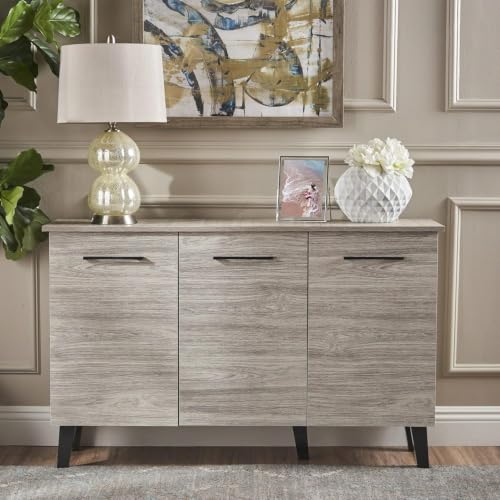 Image of Slate Three Door Engineered Wood Shoe Rack Cabinet | Modern Shoe Storage Organizer with 3 Doors & Multi-Tier Shelves | Space-Saving Entryway & Living Room Footwear Cabinet | Ash Grey Finish