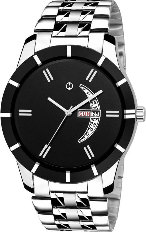 Black Stainless Steel Black Dial Day & Date Analog Mens Watch WT-121 (B0CRZ369G8) Amazon Price History, Amazon Price Tracker