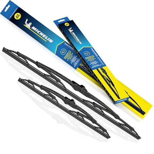 Image of MICHELIN Traditional Wiper Blade | Aerodynamic High-Performance Wiper with Graphite & Teflon Coated Natural Rubber for Streak-Free Wipe | U-Hook Type Rust-Resistant Steel Frame (2, 22 Inch - 14 Inch)