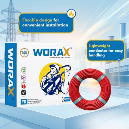 Image of WORAX 1.5 Sq mm Red House Wiring Wire (90m) | Safe & Flexible Multi-Strand CCA Phase Cable | Ideal for Lights & Main Switches
