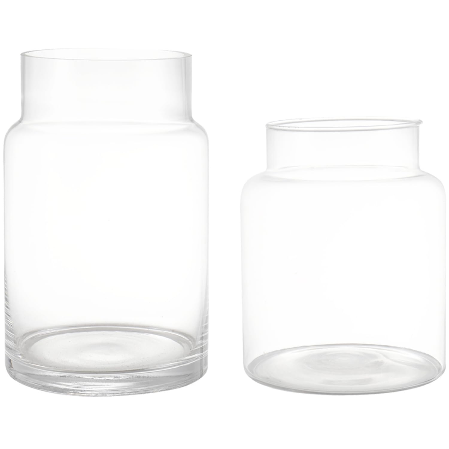 KAYLETIN Large Clear Glass Vase Set of 2, Tall Wide Mouth Flower Vases, Decorative Clear Vases for Bouquets, Home, Living Room, Office, Wedding Decor