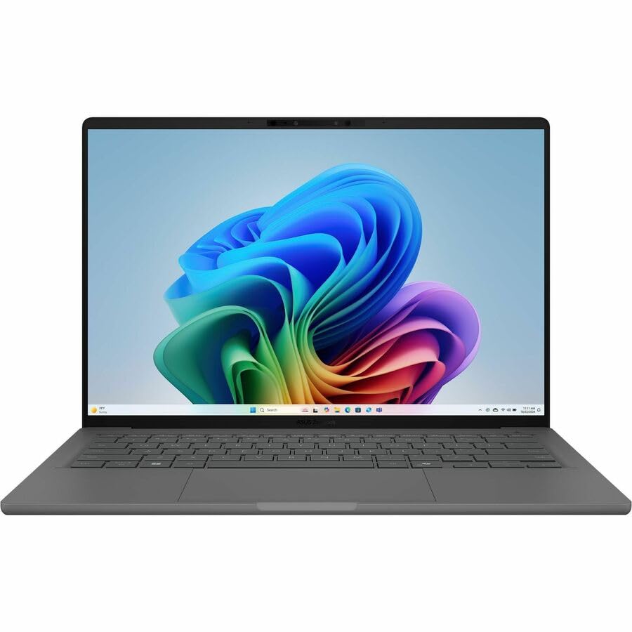 Image of Asus Zenbook A14 UX3407 UX3407QA-PS76 14 inch Copilot+ PC Notebook - WUXGA - 60 Hz - Qualcomm Snapdragon X X1-26-100-32 GB - 1 TB SSD - Iceland Gray