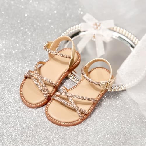 Image of PHIRAMIN Toddler Flower Girl Sandals - Girl Dress Shoes Toddler Little Kid Wedding Party