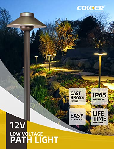 Coloer Low Voltage Pathway Lights, 12-15V Ac/Dc 2W Led Garden Path Lights Electric, Brass Outdoor Decor Lighting, Ip65 Waterproof Christmas Landscape Lighting Wired (602B, 1-Pack With G4 Bulb) #TOP1