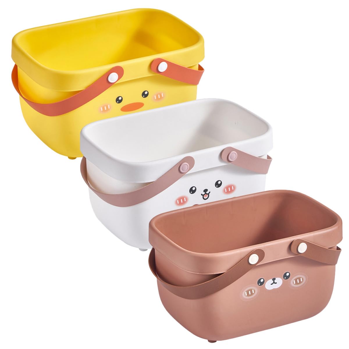TOYANDONA Cesta de Ducha Portátil de 3 Piezas en Pp y Cuero para Baño | Gran Capacidad, Resistente al Desgarro, Asa de Mano, Uso en Armario de Cocina y Dormitorio