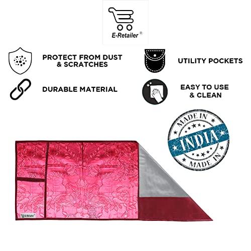 Image of PVC Waterproof 2-Layered Microwave Oven Top Cover With 4 Utility Pockets Suitable for Upto 30 Liter (Color- Red, Size-36x14 Inches)