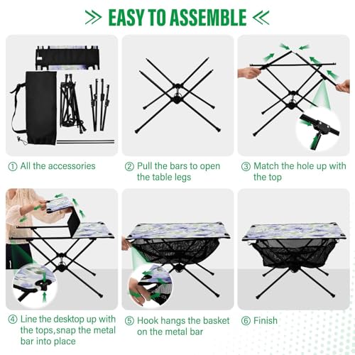Mesa de Camping Plegable Floral Morada y Blanca para Exterior, Playa y Picnic – Mesa Lateral Portátil y Fácil de Transportar con Bolsa Duradera para BBQ y Camping miniatura 4