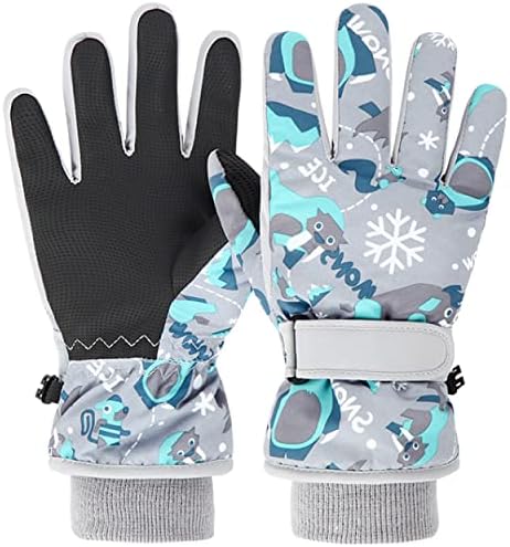 Azarxis Kids Ski Gloves Toddler Winter Cold Weather Warm Snow Mittens Windproof for Boys Girls Snowboarding Sledding Cycling (Grey, 9-13 Years Old)