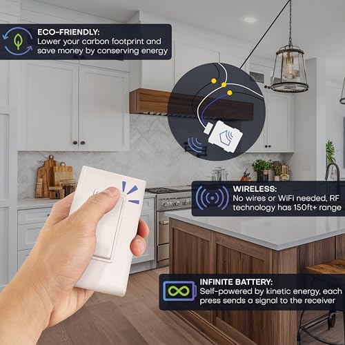 Image of RunLessWire Single Battery-Free Wireless Light Switch Kit - White