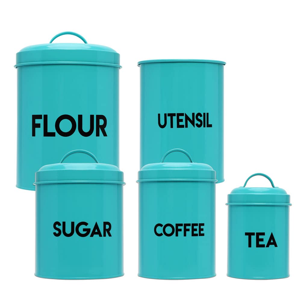 Canisters set of 5, Coffee Canister, Tea and Sugar Canisters sets, Utensil crock & Flour