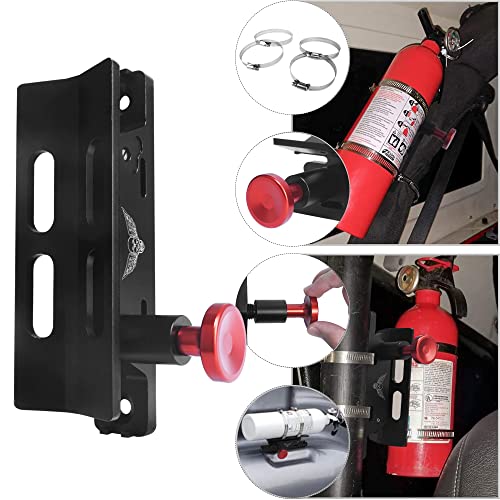 Fire Extinguisher Mount Kit, Beiguoo Adjustable Roll Bar Fire Extinguisher Mount Holder for Jeep Wrangler TJ JK JKU JL UTV Polaris RZR Ranger Camper Van, Aluminum