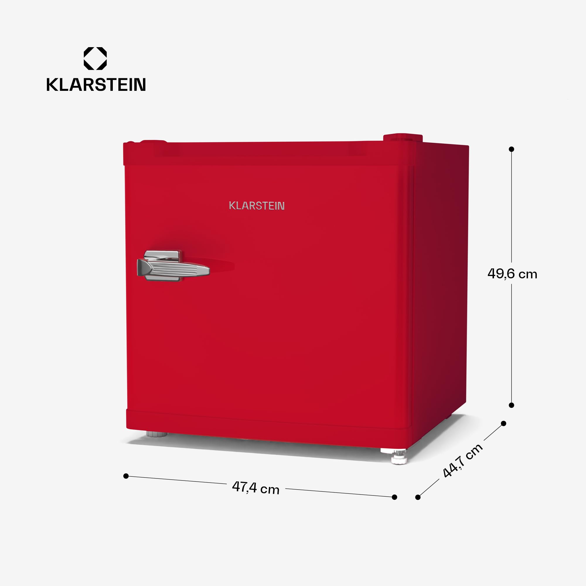 KLARSTEIN Irene Retro Mini congélateur, réfrigérateur congélateur 31 L,Température ajustable -24°C à 10°C, Économie d'énergie Classe C, Silencieux 38 dB, Design Compact Rouge, Petit Congélateur