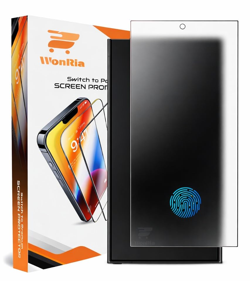 Image of WonRia Pack 1- Matte Tempered Glass for Samsung Galaxy S26 Ultra [Ultrasonic FingerPrint Unlock] 9H Screen Guard Protector Anti-FingerPrint - Installation Kit