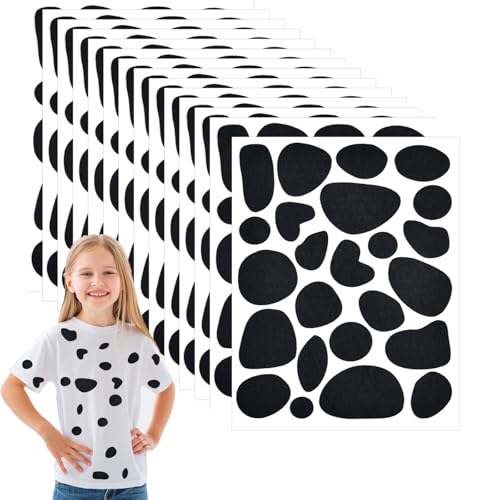 15 Sheets Black Adhesive Felt Circles Pads 360Pcs Irregular Felt Pads Spotty Dog Style Sticker Dalmatian Costume Spotty for Halloween DIY Art Crafts Projects Costume Holiday Decoration