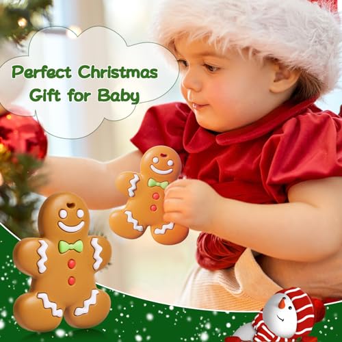 Image of NCVI Teether, Baby Teething Toys for 0-6 6-12 Months, My First Silicone Chew Toys, First Gifts for Baby Boys and Girls, Ideal Toddlers Stocking Stuffer, Gingerbread Man