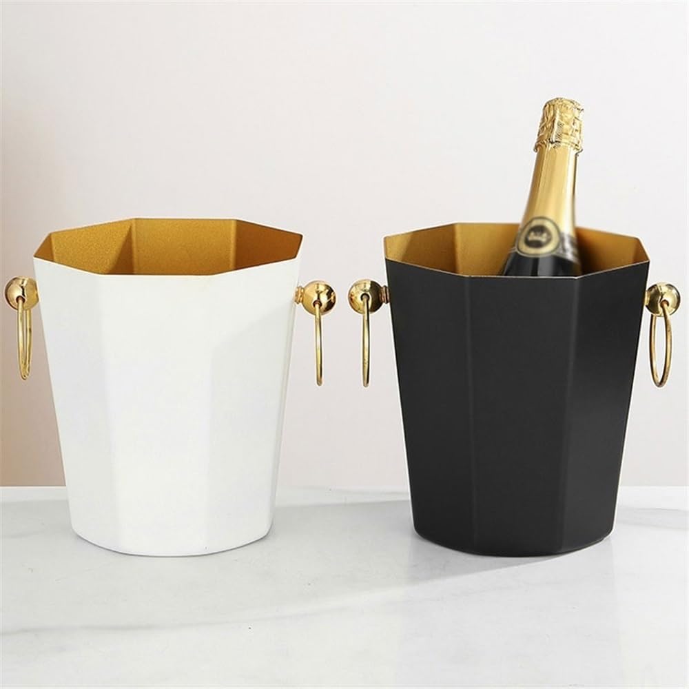 Accueil Seau à champagne glace créatif en acier inoxydable, décoration la mode, seau glaçons, vin, grande capacité, rouge Bar(Noir)