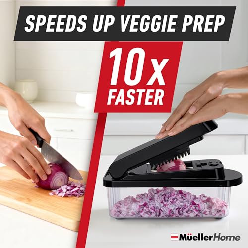 Image of MUELLER HOME Pro-Series 10-in-1, 8 Vegetable Chopper & Mandoline Slicer | Food-Prep Tool, Fruit Cutter, Dicer, Veggie Chopper with Container, Kitchen Essentials, House Warming Gifts New Home, Black