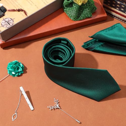 Set de corbata para hombre con pañuelo y pin, 5 piezas miniatura 5