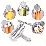 XIAN Manual Pasta Maker, Stainless Steel Pasta Maker Juice Squeezing Machine,for Make Different Thickness and Shape Noodles and Fettuccine, with 5 Noodle Mould