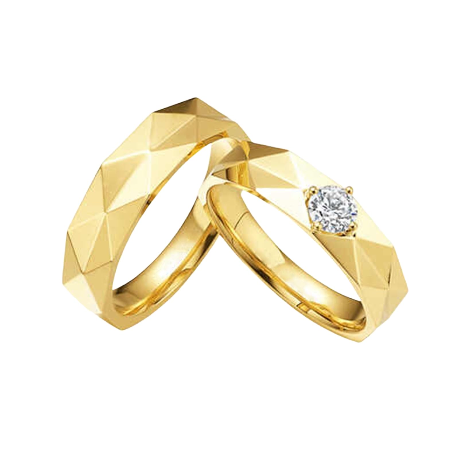 Anillo de boda de oro amarillo de 18 quilates, diamante solitario de 0,3 quilates, alianzas de boda 750, oro auténtico, 5,3 mm, para mujer, talla 62 (19,7)