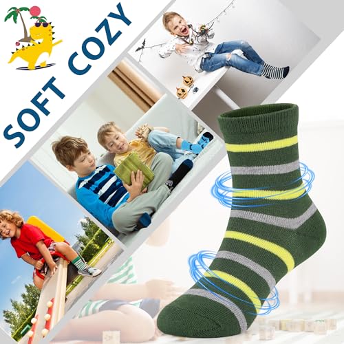 Image of 12 Pairs Boys Dinosaur Crew Socks, Toddler Novelty Socks Ages 1-7