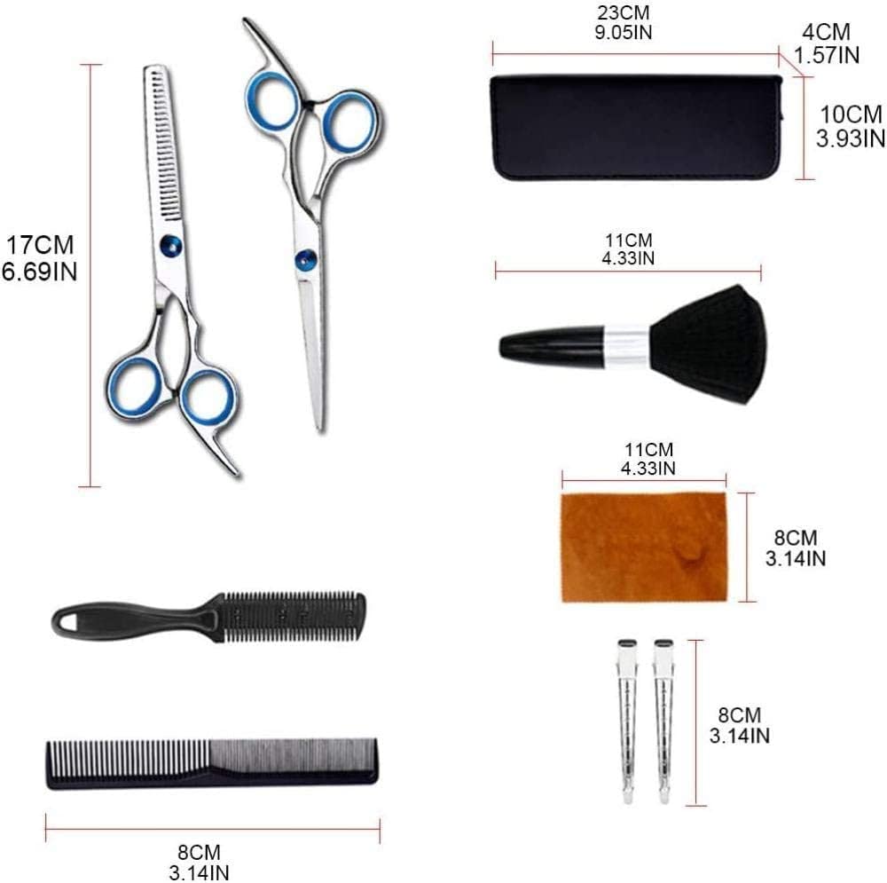 Barber Scissors Professional Hair Cutting Scissors Set 10 PCS Hair Cutting Scissors Thinning Shears Hair Razor Comb Clips Cape Hairdressing Scissors Kit Barber Set Hair Cutting Shears Se