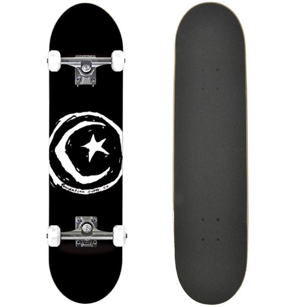 Foundation Star & Moon Black Skate Board, 8.0 x 31.5