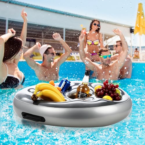Porte-Gobelet Gonflable Flottant 2 en 1-8 Trous Porte-Gobelet de Piscine Gonflable pour Les Fêtes de Piscine D'été Floating Bar – Image 5