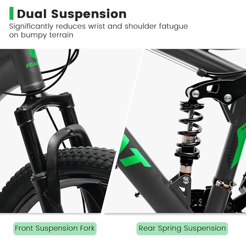 Image of Ecarpat 24 /26 Inch Mountain Bike, Full Suspension Mens Women Mountain Bike with 21 Speeds High-Carbon Steel Frame and Disc Brakes, Adult Sport Bicycle for Trail Snow Commuter City Road