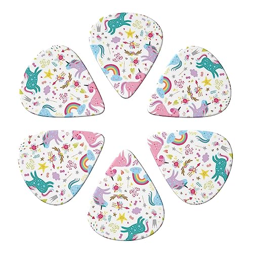 ギターピック 6個パック ユニコーン ピンクプリント ギターピックホルダー パーソナライズされたギターピック アコースティックギター バイオリン ウクレレ ベース