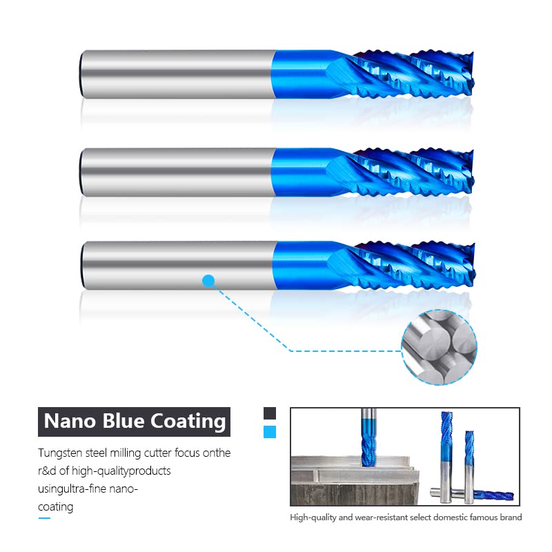 1 fresa de desbaste carburo 4 flautas con vástago 1/4'' y revestimiento azul nano, herramientas CNC, brocas espirales for enrutador