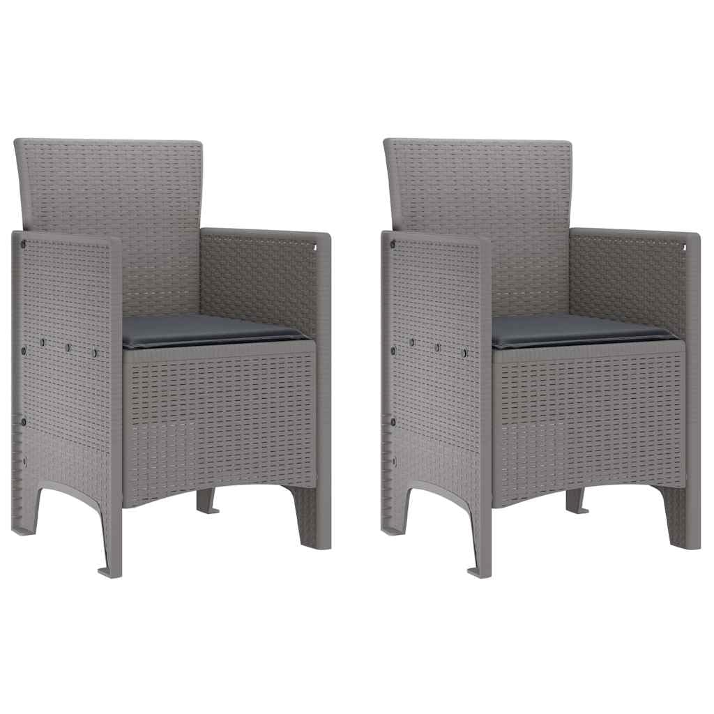 Chaise de Jardin Gris Clair 53x49x85 cm en Polypropylène Rectangulaire | Lot de 2