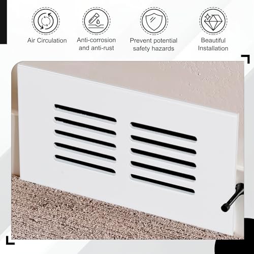 Grille d'aération encastrable en aluminium rectangulaire blanche pour dressing - 6