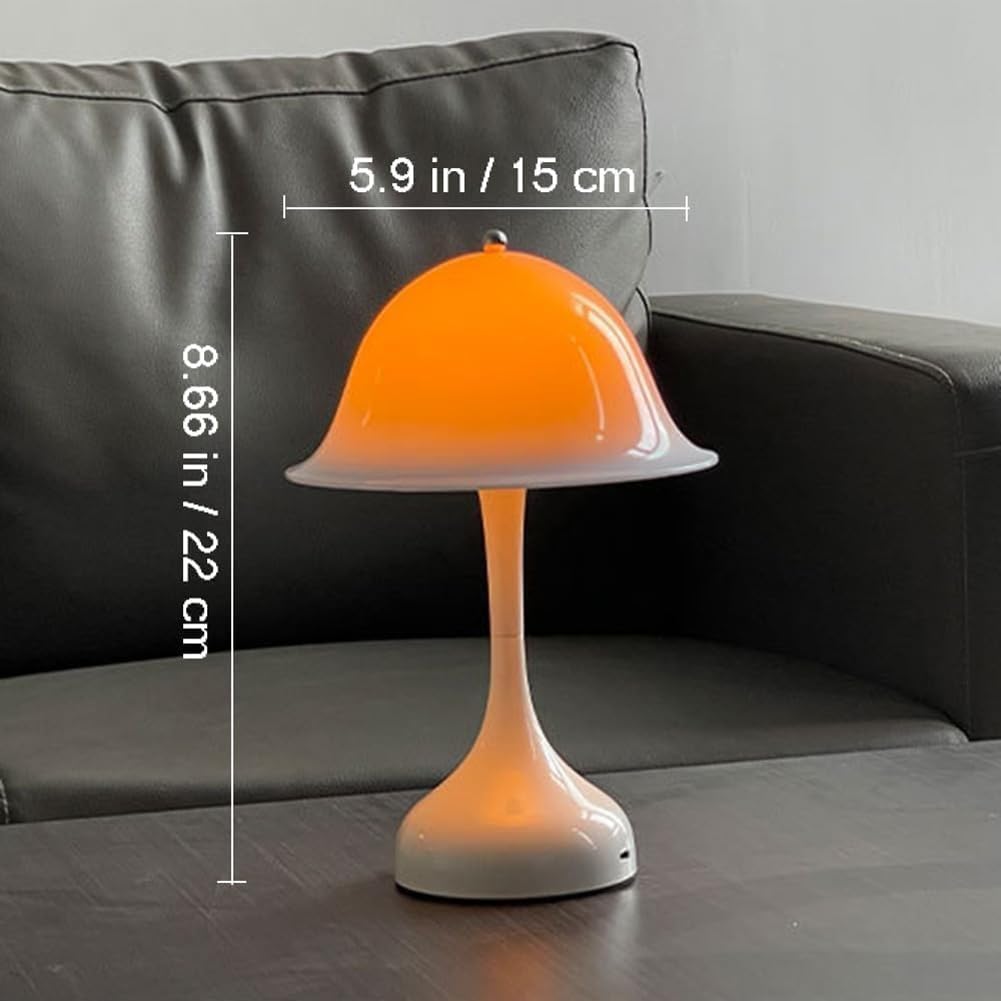 Lampa LED w kształcie grzyba, bezprzewodowa, dotykowa, ściemniana lampa stołowa, ładowana w 3 temperaturach barwowych, ładowana przez USB, lampka nocna do czytania