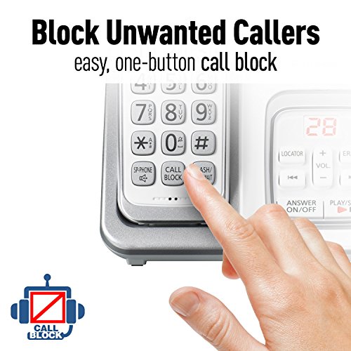 Panasonic DECT 6.0 Expandable Cordless Phone with Answering Machine and Smart Call Block - 2 Cordless Handsets - KX-TGD532W (White)