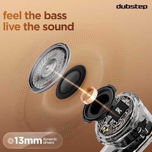 Image of Dubstep Buzz X9 Wireless Earbuds, 60hrs Playtime, 13mm Neodymium Drivers, XBass Technology, ENC Mics, Type-C Fast Charging (Dark Black)