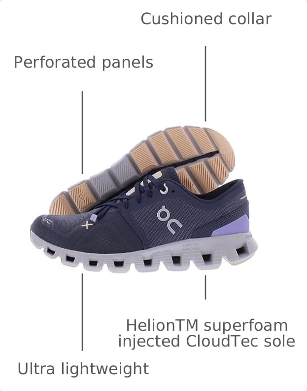 Image of On Women's Cloud X 3 Sneakers, Iron /Fade, 10 Medium US