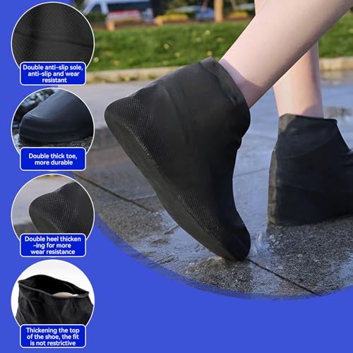 Funngy Überschuhe Wasserdicht,3 PCS Schuhüberzieher Wasserdicht Latex ÜBerschuhe rutschfeste Schuhüberzüge Wiederverwendbar Schuhüberzieher für Outdoor Regen Schneetag Schlammige Straßen