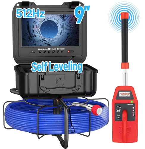 Sewer Camera with Locator, Anysun Self Leveling Sewer Inspection Camera 100ft with Meter Marker and DVR, 9'' HD Monitor with 12 Adjustable Lights(32GB Card) by anysun - Used condition