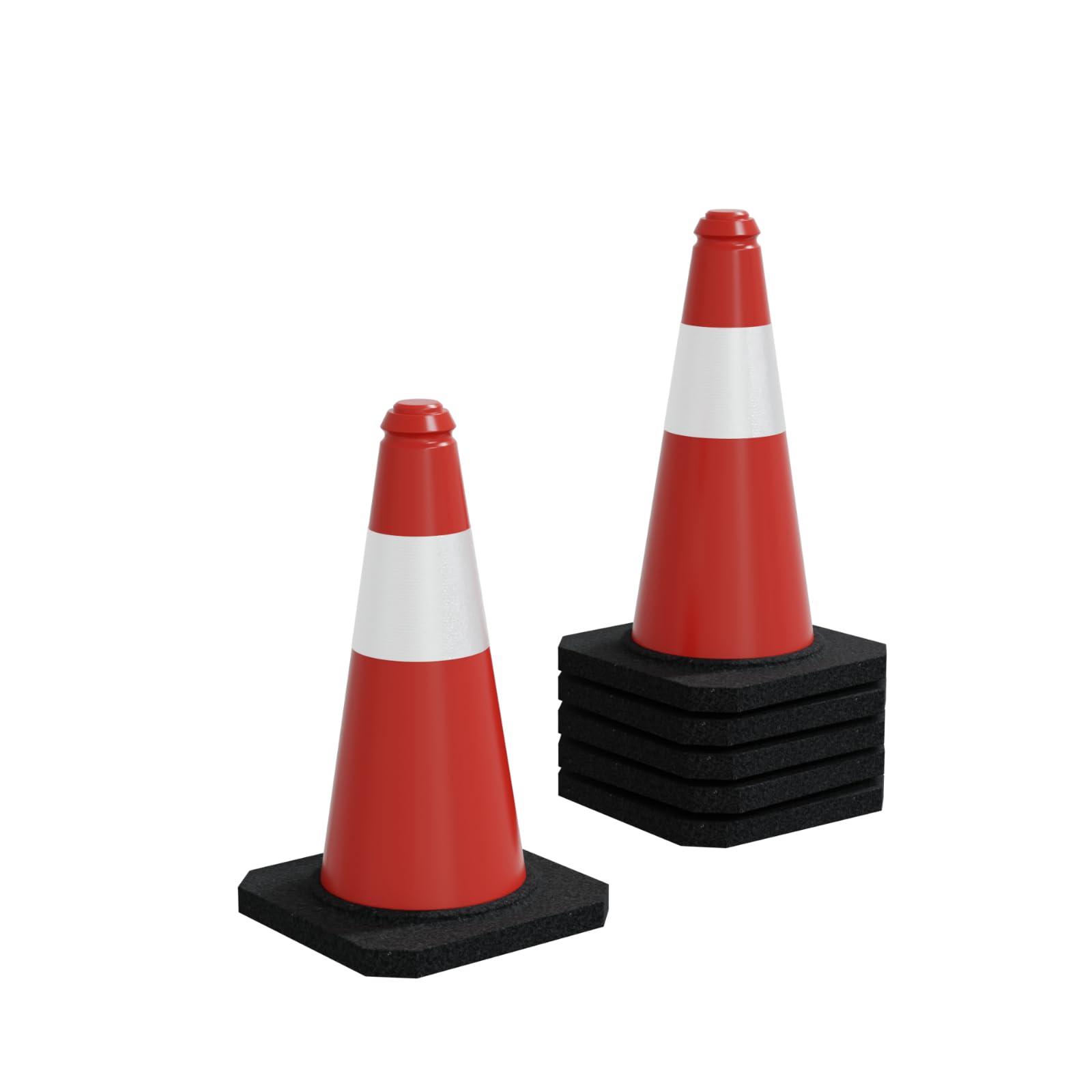 HAGO24 | 6er Set | Warnkegel | Verkehrsleitkegel | Pylon | 51cm | Absperrkegel | Reflektierend | Flexibel | Witterungsbeständig | Hütchen | Stabil | Markierung | Baustelle