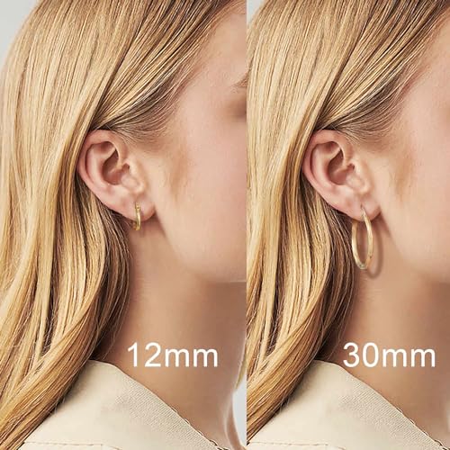 14K Gold Hoop Earrings for Women 14K Gold Earrings Beloved Click-Top Clasp Minimalist Hoop Earring Small Chunky Hoops Earring for Women 12/30mm3