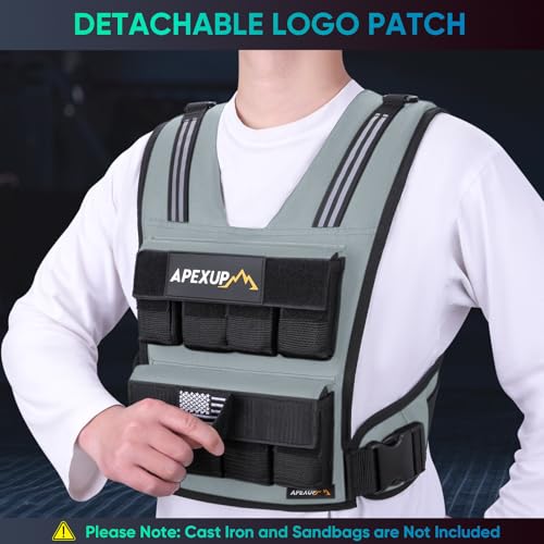 Image of APEXUP Adjustable Weighted Vest Men 20lbs /30lbs /40lbs Weights with Reflective Stripe, Weight Vest Woman Workout Vest for Strength Training Running Walking
