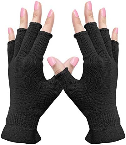 MIG4U Fingerless Moisturizing Gloves, Half Finger Touchscreen Beauty Glove for Eczema, SPA, Dry Hands, Skin Treatment, Summer Sun UV Protection (S/M, black-1pair)