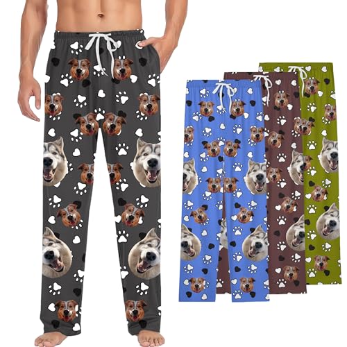 Custom Face Pajama Pants for Men Women,Personalized Unisex Photo Sleepwear Pj Bottom Customized Christmas Gifts for Him Her