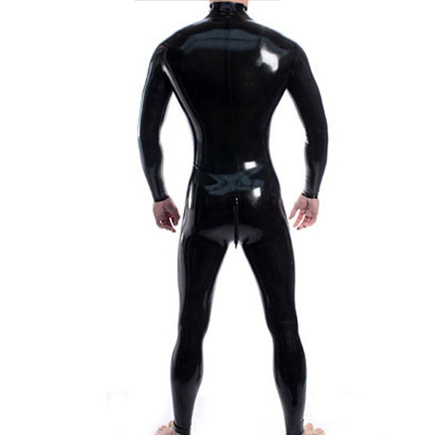 Noir Combinaison Latex Homme,Caoutchouc Combinaison,Fermetures Éclair Épaules et à Éntrejambe,aux Cosplay Costume