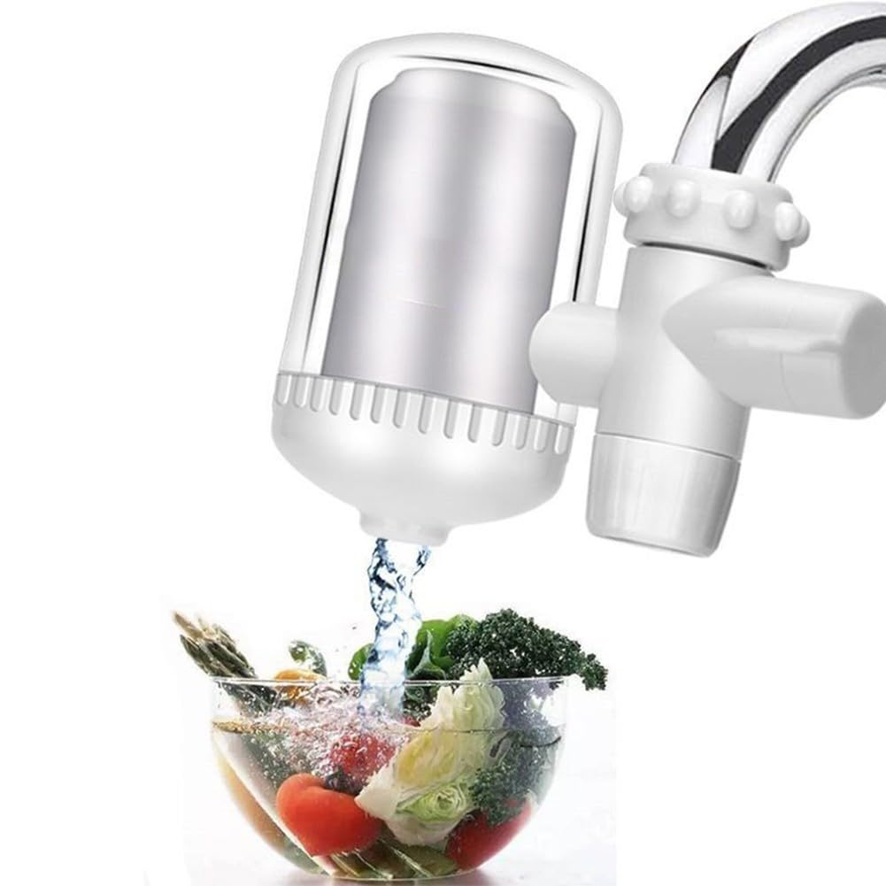 Filtro de grifo de cocina lavable, purificador de agua eficiente para grifos, elimina contaminantes para beber de forma segura, color blanco, 11,5 x 10 cm