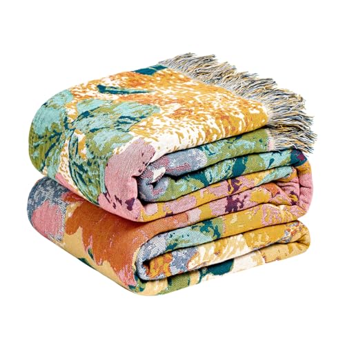 Image of LUTBM Boho Throw Blanket for Couch 50 inchx60 inch, Cotton Decorative Bed Throws